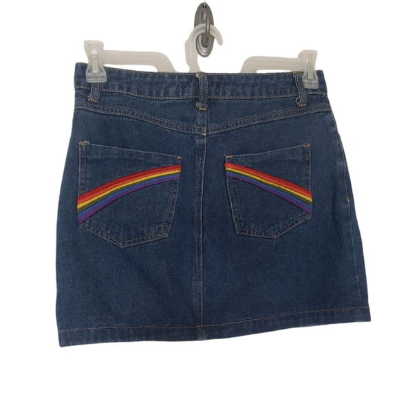 Forever 21 Rainbow Denim Mini Skirt Size M - Picture 3 of 10